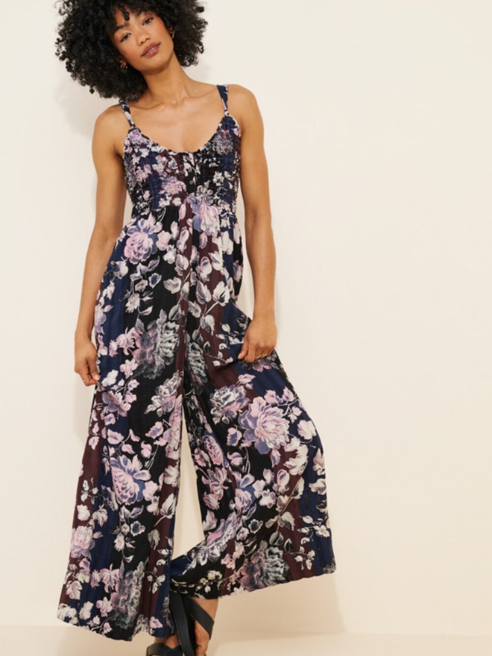 Free People Melrose Smocked Wide Leg Jumpsuit